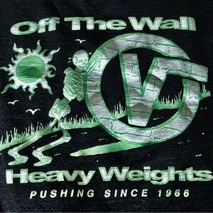 Vintage Vans Off The Wall Heavy Weights Skeleton Graphic T-Shirt Black Men'small